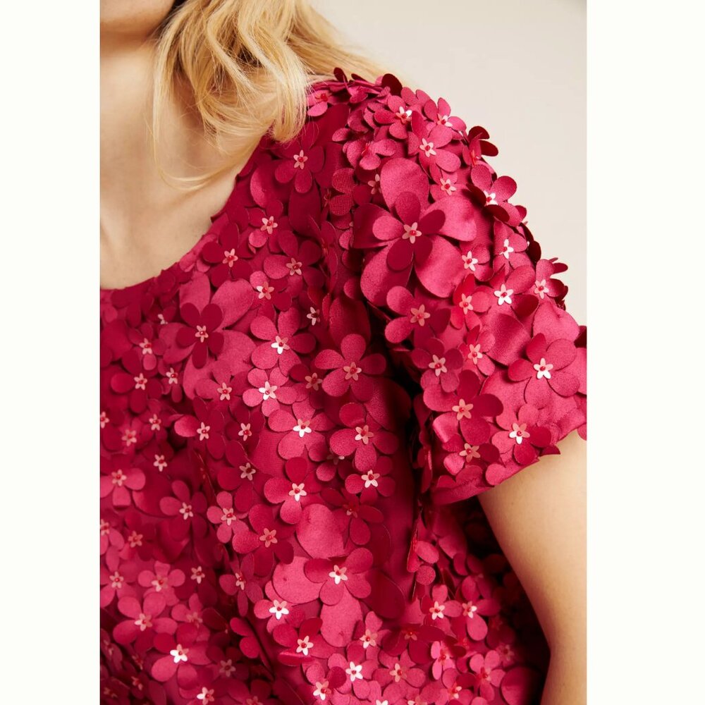 Anthropologie Red Floral Blouse